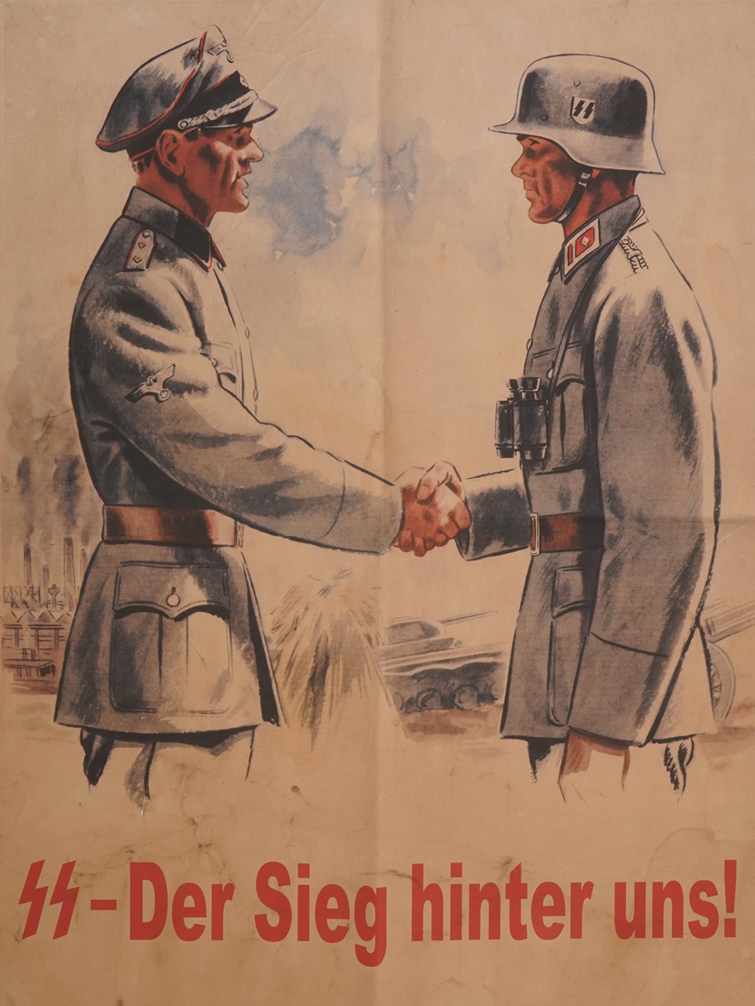 VINTAGE GERMAN WWII SS TROOPS VICTORY POSTER PIC-1